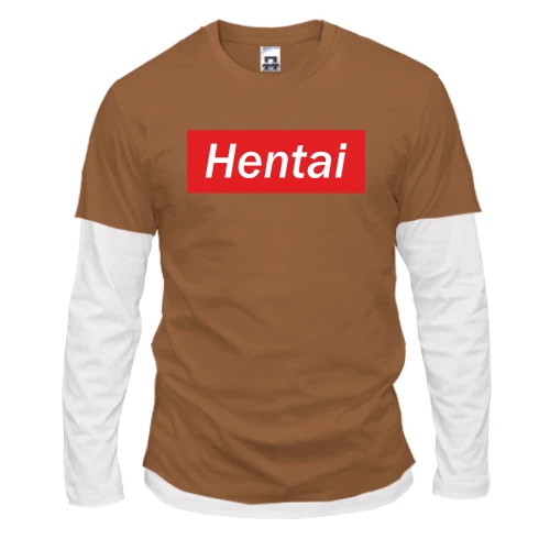 Чоловічий лонгслів з подвійним рукавом з написом "Hentai"