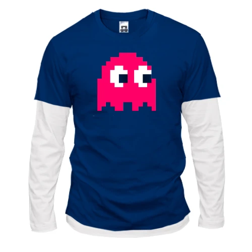 Чоловічий лонгслів з подвійним рукавом з мобом з гри Pac man
