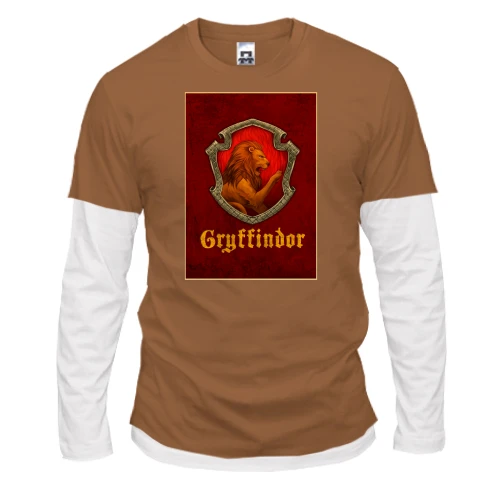 Чоловічий лонгслів з подвійним рукавом з гербом Gryffindor (Harry Potter)
