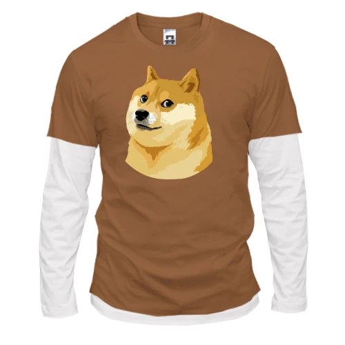 Мужской лонгслив Комби с мэмом wow doge