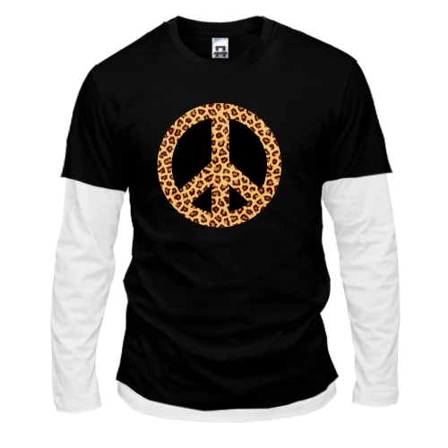Мужской лонгслив с двойным рукавом peace (леопард)