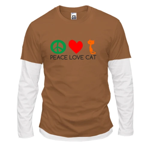 Мужской лонгслив Комби peace love cats