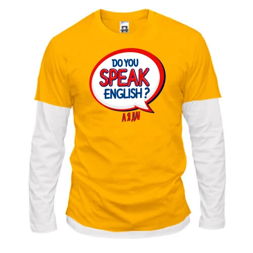 Мужской лонгслив с двойным рукавом с надписью "Do you speak English?"