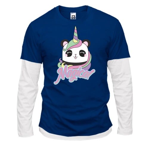 Мужской лонгслив Комби, синий, Magical Unicorn Единорог