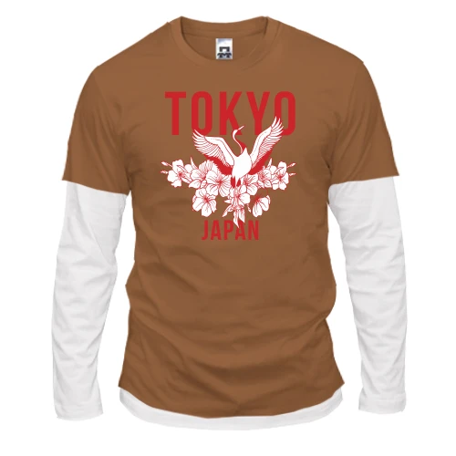 Чоловічий лонгслів Комбі, червоний, Tokyo Japan