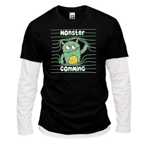 Мужской лонгслив с двойным рукавом Monster coming