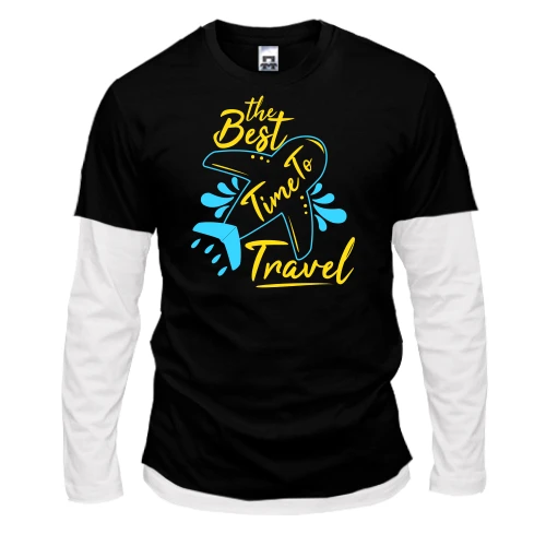 Мужской лонгслив с двойным рукавом Best time to travel