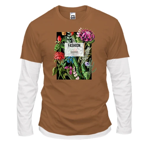 Мужской лонгслив Комби, синий, Flowers Fashion