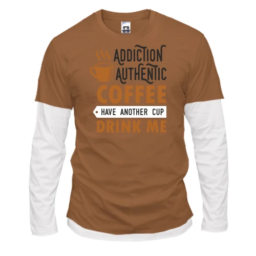 Мужской лонгслив с двойным рукавом Authentic coffee