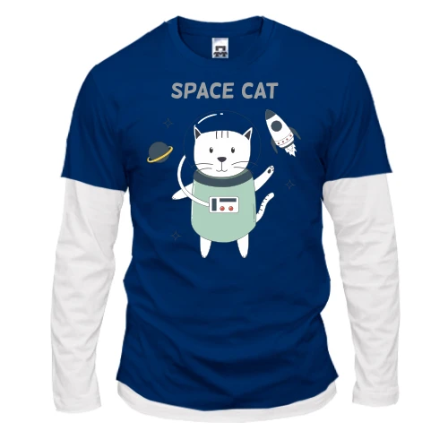 Чоловічий лонгслів Комбі з космічним котом SPACE CAT