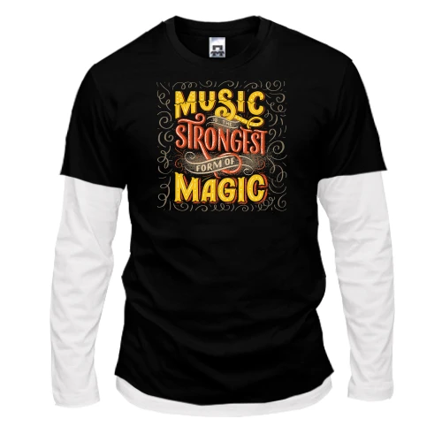 Мужской лонгслив Комби Music is the Strongest from of Magic