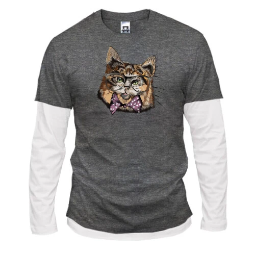 Мужской лонгслив Комби Cat Hipster Mind