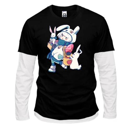 Мужской лонгслив Комби, черный, Anime Bunny