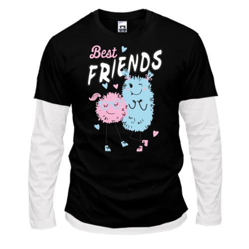 Чоловічий лонгслів з подвійним рукавом Pink and Blue Best Friends