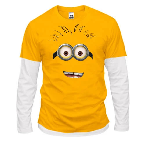 Мужской лонгслив с двойным рукавом Minion face