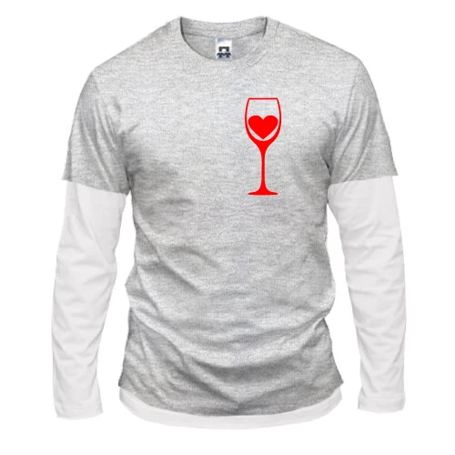 Мужской лонгслив с двойным рукавом Wine is my heart