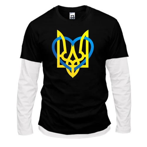 Мужской лонгслив Комби с гербом Украины и сердцем