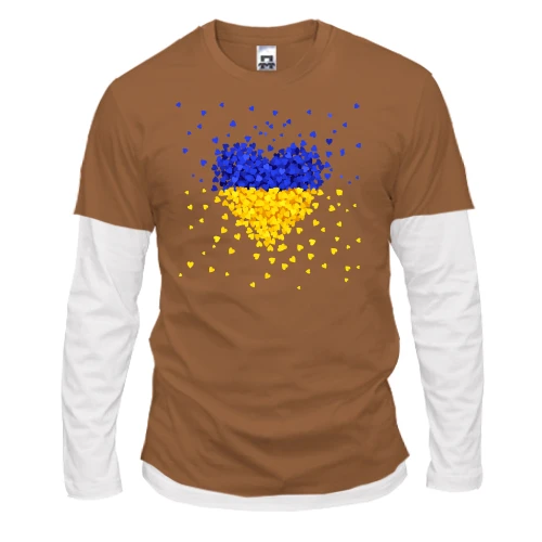 Чоловічий лонгслів Комбі, синій, Жовто-сині сердечка