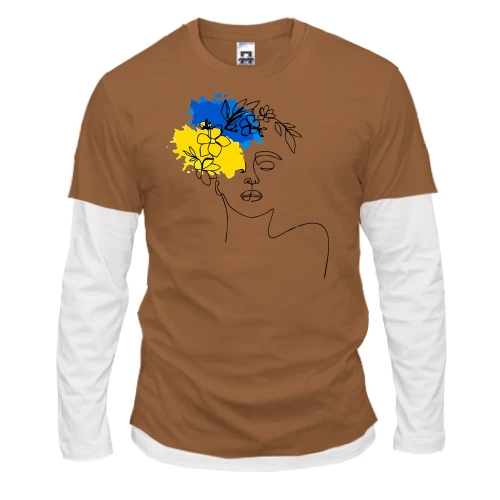 Чоловічий лонгслів Комбі, синій, Україночка (АРТ)