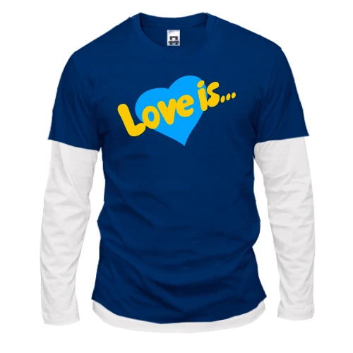 Чоловічий лонгслів Комбі, синій, з Жовто-блакитною Love is.