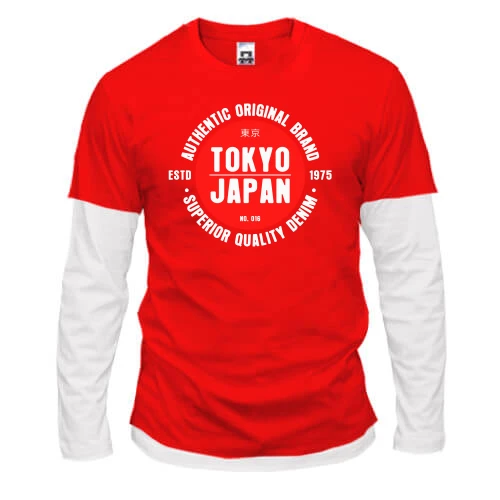 Мужской лонгслив Комби с эмблемой «Tokyo Japan» в стиле этикетки деним-бренда
