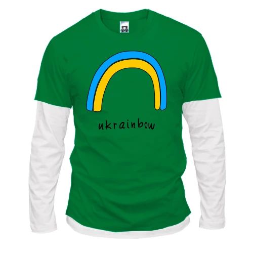 Чоловічий лонгслів Комбі, зелений, Ukrainbow (прапор-веселка)