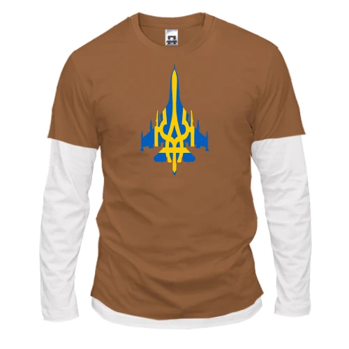 Чоловічий лонгслів Комбі, синій, "Авіація України"