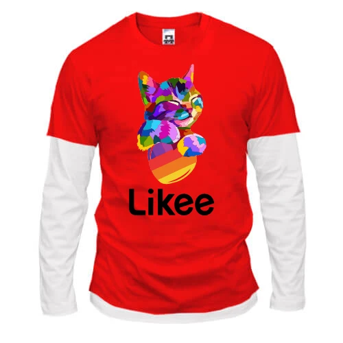 Чоловічий лонгслів з подвійним рукавом з котиком "Likee"
