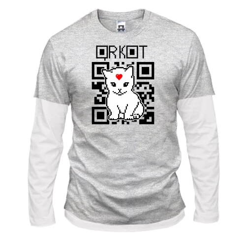 Мужской лонгслив Комби "QR кот"