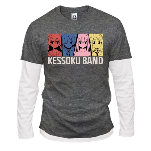 Мужской лонгслив Комби, серый меланж, Kessoku Band