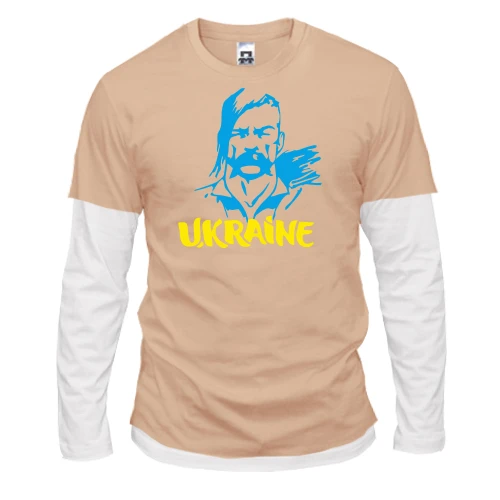 Чоловічий лонгслів з подвійним рукавом з козаком "Ukraine"