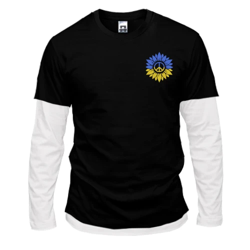Чоловічий лонгслів Комбі Соняшник Peace Ukraine