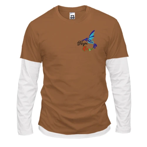 Чоловічий лонгслів Комбі зі стилізованим птахом "Надія"