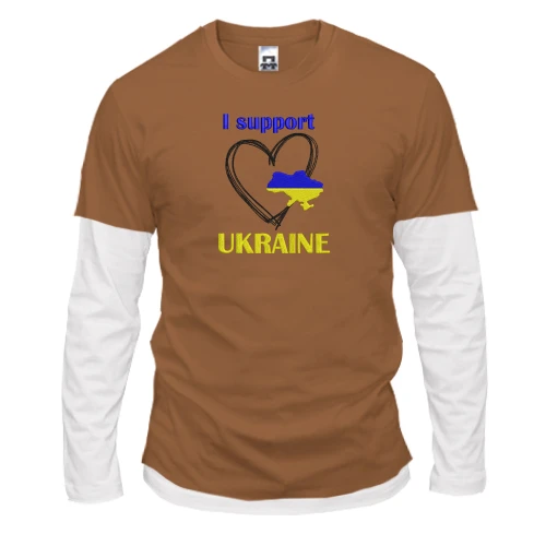 Чоловічий лонгслів Комбі з вишивкою I Support Ukraine