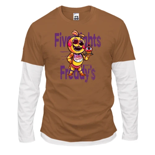 Мужской лонгслив Комби, синий, FNAF Chica ART
