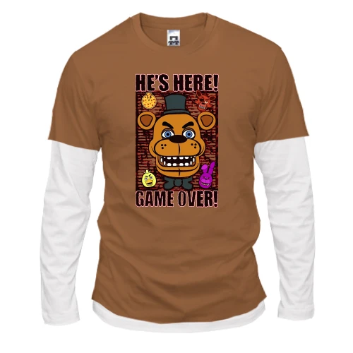 Мужской лонгслив Комби, красный, FNAF He`s Here - Game over