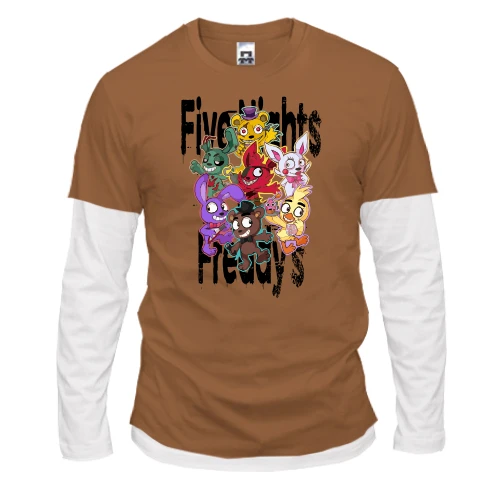 Мужской лонгслив Комби, синий, Five Nights (Игрушки) 2