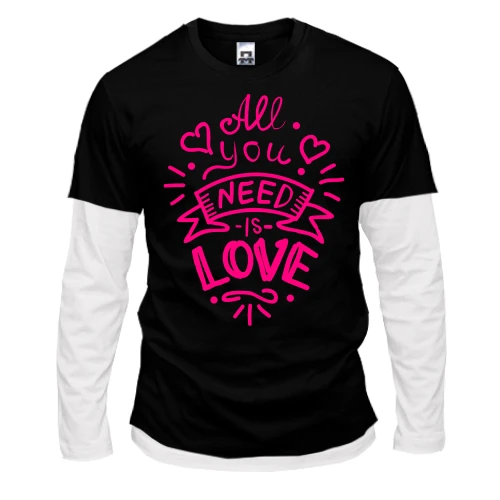 Чоловічий лонгслів Комбі з написом «All you need is love»