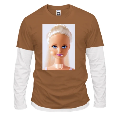 Мужской лонгслив с двойным рукавом Bitch Barbie
