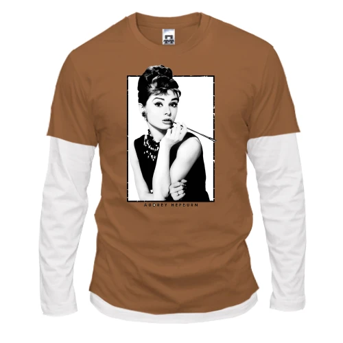 Мужской лонгслив с двойным рукавом Audrey Hepburn