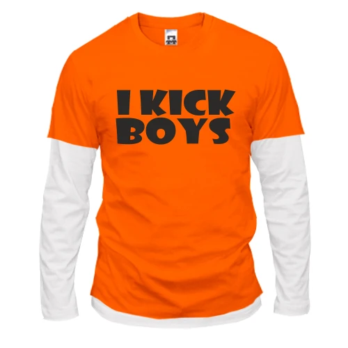 Мужской лонгслив Комби с дерзкой надписью «I KICK BOYS»