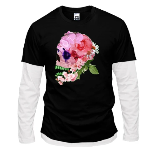 Чоловічий лонгслів з подвійним рукавом Rose skull
