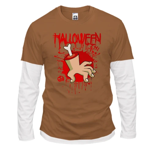 Мужской лонгслив Комби, синий, Halloween (Кисть руки)