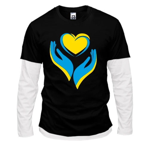 Чоловічий лонгслів з подвійним рукавом Ukraine heart