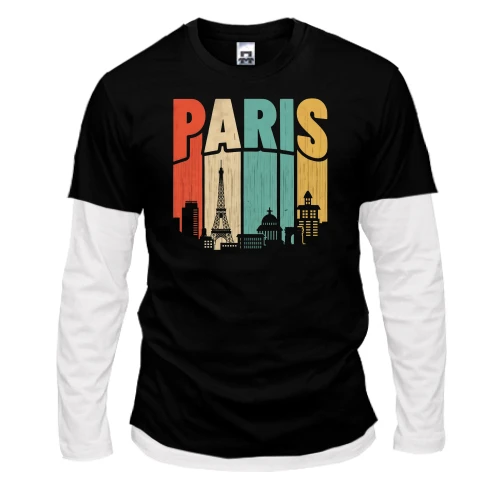 Чоловічий лонгслів Комбі, чорний, Paris Retro