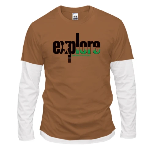 Чоловічий лонгслів Комбі, синій, Explore - The Great Outdoor