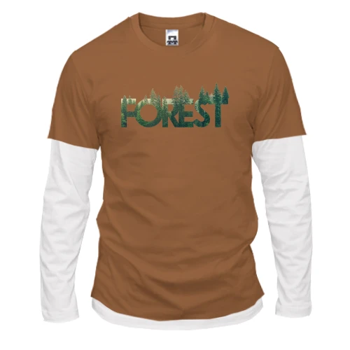 Чоловічий лонгслів Комбі, синій, зі стилізованим написом Ліс (Forest)