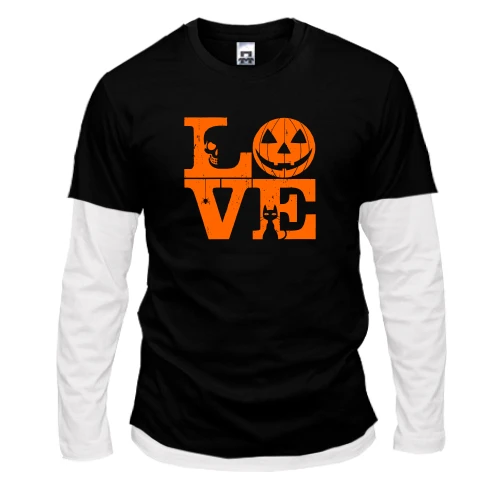 Мужской лонгслив Комби, черный, Love Halloween