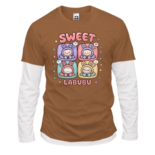 Чоловічий лонгслів Комбі, синій, Sweet Labubu