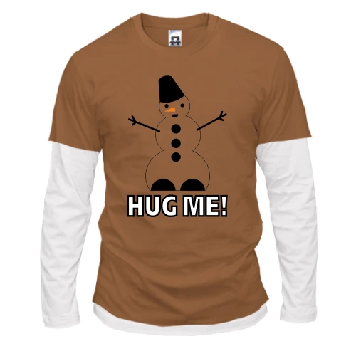 Мужской лонгслив Комби со снеговиком Hug me!